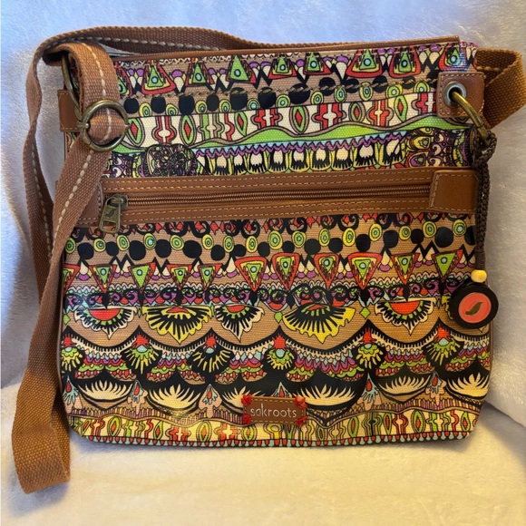 Sakroots Crossbody Coated Canvas Vibrant Multicolor Boho Hippie Bag - Picture 1 of 11